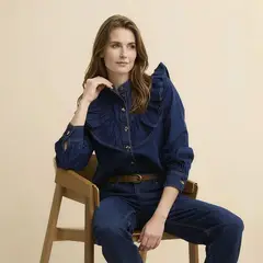 APOLOGY - Camisa Mujer Denim Manga larga de Algodón