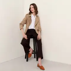S COCCI - Pantalón Wide leg Mujer Tiro medio de Algodón Stefano cocci