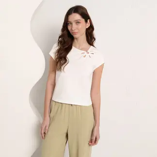 DOO AUSTRALIA - Camiseta Mujer con Bordado Manga corta de Algodón