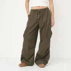 SYBILLA - Pantalón Cargo Mujer Tiro medio de Algodón