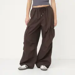 SYBILLA - Pantalón Cargo Mujer Tiro medio de Algodón