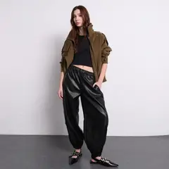 DENIMLAB - Pantalón Balloon Mujer Efecto Cuero