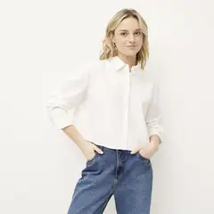 SYBILLA - Camisa Mujer Manga larga de Algodón
