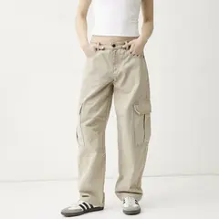 SYBILLA - Pantalón Cargo Mujer Tiro medio de Algodón