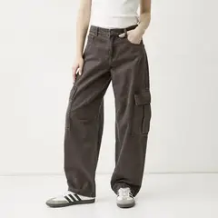 SYBILLA - Pantalón Cargo Mujer Tiro medio de Algodón