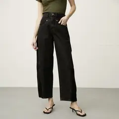 BASEMENT - Jean Wide leg Mujer Tiro medio Denim de Algodón