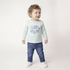 YAMP - Camiseta manga larga para Bebé niño con Estampado de Algodón