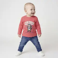 YAMP - Camiseta manga larga para Bebé niño con Estampado de Algodón