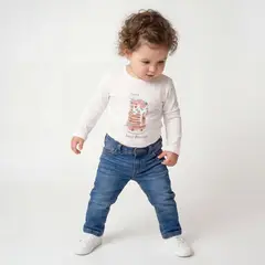 YAMP - Camiseta manga larga para Bebé niña con Estampado de Algodón