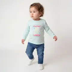 YAMP - Camiseta manga larga para Bebé niña con Estampado de Algodón