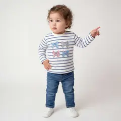 YAMP - Camiseta manga larga para Bebé niña con Estampado de Algodón