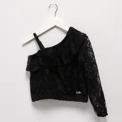 BARBIE - Blusa para Niña con Encaje Manga larga de