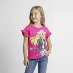 BARBIE - Camiseta para Niña con Estampado Manga corta de Algodón