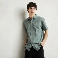 BEARCLIFF - Camisa Hombre Manga Corta de Algodón