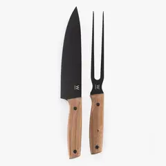 WURDEN - Set 2 Accesorios Parrilla Cuchillo + Trinche Acero Inoxidable Grill