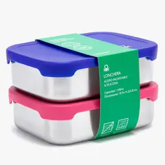 BENETTON - Set X2 Contenedores 18.9X14.3X5.8 Cm Acero Inoxidable