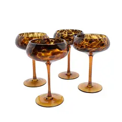 BASEMENT HOME - Set 4 Copas Coctel Leopardo 240 ml Vidrio