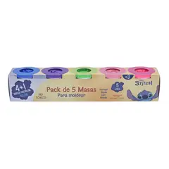 DISNEY - Set de 4+1 Botes de Masas para apretar Stitch