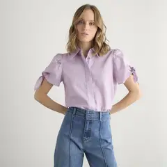 BASEMENT - Blusa Mujer Manga corta de Lino