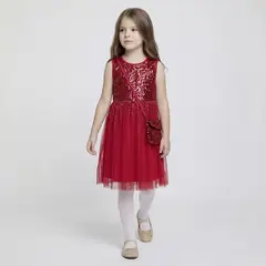YAMP - Vestido para Niña de Lentejuelas Corto