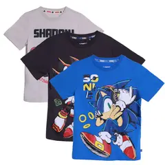 SONIC - Camiseta para Niño con Estampado Manga corta de Algodón