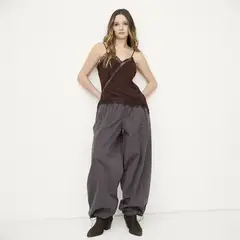 SYBILLA - Pantalón Balloon Mujer Tiro medio de Algodón