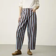 BASEMENT - Pantalón Wide leg Mujer Tiro medio de Algodón