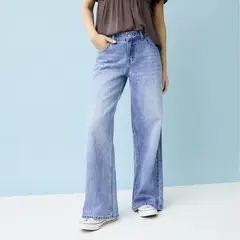 DOO AUSTRALIA - Jean Wide leg Mujer Tiro medio Denim de Algodón