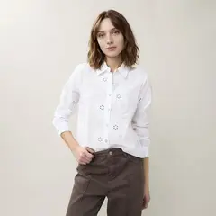 UNIVERSITY CLUB - Camisa Mujer con Bordado Manga larga de Algodón