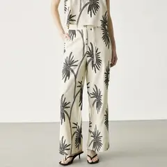 BASEMENT - Pantalón Wide leg Mujer Medio con Estampado