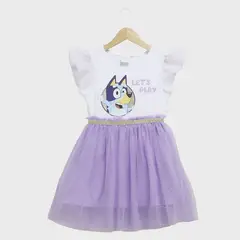 BLUEY - Vestido Tutu para Niña con Estampado corto de Algodón
