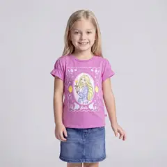 BARBIE - Camiseta para Niña con Estampado Manga corta de Algodón