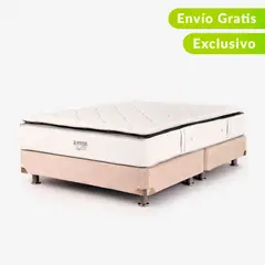 AMERICANA DE COLCHONES - Colchón con Base Cama Doble Firmeza Media Ortopédico Resortado con Pillow Non Flip 140 x 190 cm + Almohada - 0% Interés a 3, 6 o 12 Cuotas Pagando con tu CMR Banco Falabella