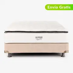 AMERICANA DE COLCHONES - Colchón con Base Cama King Firmeza Media Ortopédico Resortado con Pillow Non Flip 200 x 200 cm + Almohada - 0% Interés a 3 Cuotas Pagando con tu CMR Banco Falabella