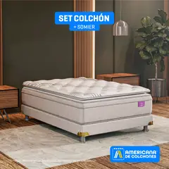 AMERICANA DE COLCHONES - Colchón con Base Cama Semidoble Firmeza Media Ortopédico Resortado con Pillow Non Flip 120 x 190 cm