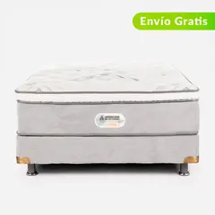 AMERICANA DE COLCHONES - Colchón con Base Cama Queen Firmeza Media Ortopédico Resortado con Pillow Non Flip 160 x 190 cm