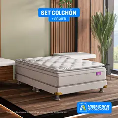 AMERICANA DE COLCHONES - Colchón con Base Cama Doble Firme Ortopédico Resortado con Pillow Non Flip 140 x 190 cm