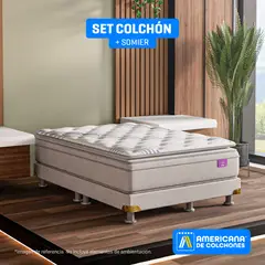 AMERICANA DE COLCHONES - Colchón con Base Cama King Firme Ortopédico Resortado con Pillow Non Flip 200 x 200 cm