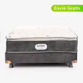 AMERICANA DE COLCHONES - Colchón con Base Cama King Firmeza Media Ortopédico Resortado con Pillow Non Flip 200 x 200 cm