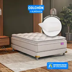 AMERICANA DE COLCHONES - Colchón Semidoble Firmeza Media Ortopédico Resortado con Pillow Premium Top 120 x 190 cm + Almohada