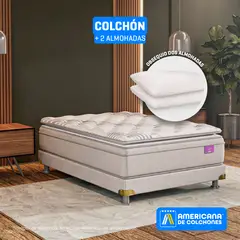AMERICANA DE COLCHONES - Colchón Doble Firmeza Media Ortopédico Resortado con Pillow Premium Top 140 x 190 cm + Almohada