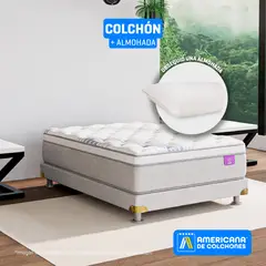 AMERICANA DE COLCHONES - Colchón Sencillo Firmeza Media Ortopédico Resortado con Pillow Premium Top 100 x 190 cm + Almohada