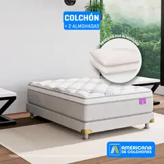 AMERICANA DE COLCHONES - Colchón Queen Firmeza Media Ortopédico Resortado con Pillow Premium Top 160 x 190 cm + Almohada