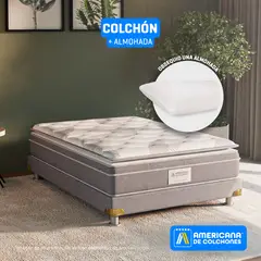 AMERICANA DE COLCHONES - Colchón Semidoble Firmeza Suave Ortopédico Resortado con Pillow American Silver 120 x 190 cm + Almohada