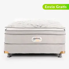AMERICANA DE COLCHONES - Colchón con Base Cama Sencillo Firmeza Media Ortopédico Resortado con Pillow Premium Top 100 x 190 cm + Almohada - 0% Interés a 3 Cuotas Pagando con tu CMR Banco Falabella