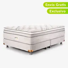 AMERICANA DE COLCHONES - Colchón con Base Cama King Firmeza Media Ortopédico Resortado con Pillow Premium Top 200 x 200 cm + 2 Almohadas - 0% Interés a 3 Cuotas Pagando con tu CMR Banco Falabella