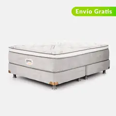 AMERICANA DE COLCHONES - Colchón con Base Cama Doble Firmeza Media Ortopédico Resortado con Pillow Premium Top 140 x 190 cm + 2 Almohadas - 0% Interés a 3 Cuotas Pagando con tu CMR Banco Falabella