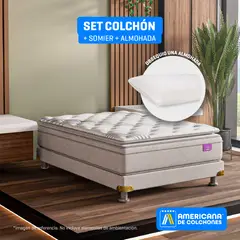 AMERICANA DE COLCHONES - Colchón con Base Cama Semidoble Firme Ortopédico Resortado con Pillow Best Dream 120 x 190 cm + Almohada