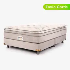 AMERICANA DE COLCHONES - Colchón con Base Cama Queen Firme Ortopédico Resortado con Pillow Best Dream 160 x 190 cm + 2 Almohadas