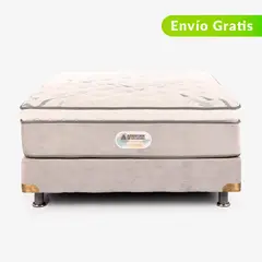 AMERICANA DE COLCHONES - Colchón con Base Cama Semidoble Firmeza Media Ortopédico Resortado con Pillow Best Dream 120 x 190 cm + Almohada - 0% Interés a 3, 6 o 12 Cuotas Pagando con tu CMR Banco Falabella